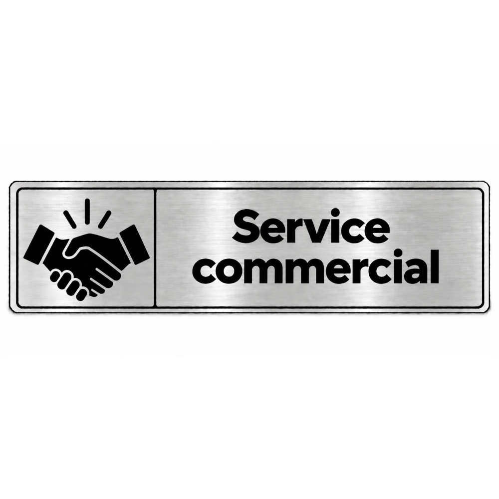 Plaque de porte Service Commercial PVC Argent Brossé - signalétique de bureau - Immograv