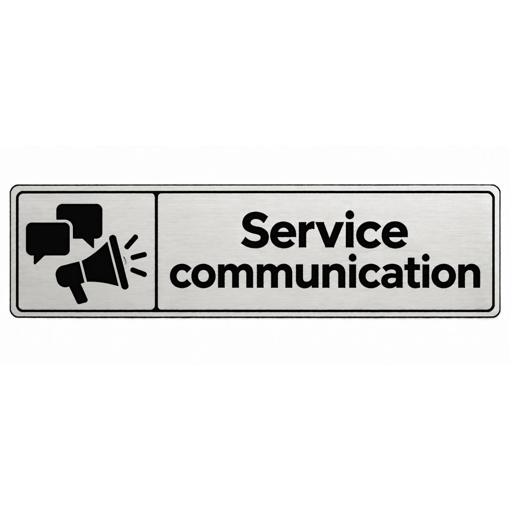 Plaque de porte Service Communication PVC Argent Brossé - signalétique de bureau - Immograv