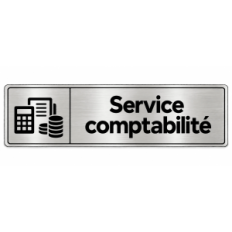 Plaque de porte Service Comptabilité PVC Argent Brossé - signalétique de bureau - Immograv