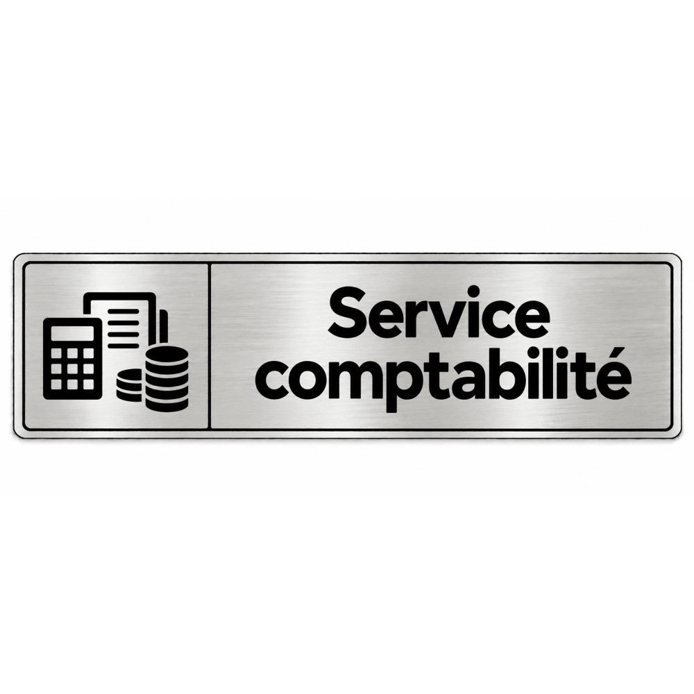 Plaque de porte Service Comptabilité PVC Argent Brossé - signalétique de bureau - Immograv